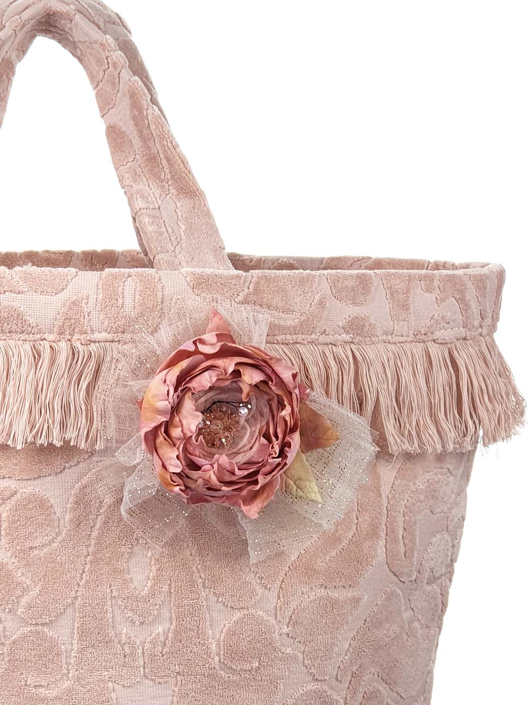Baptism velour bag for girl - EVELINE pink