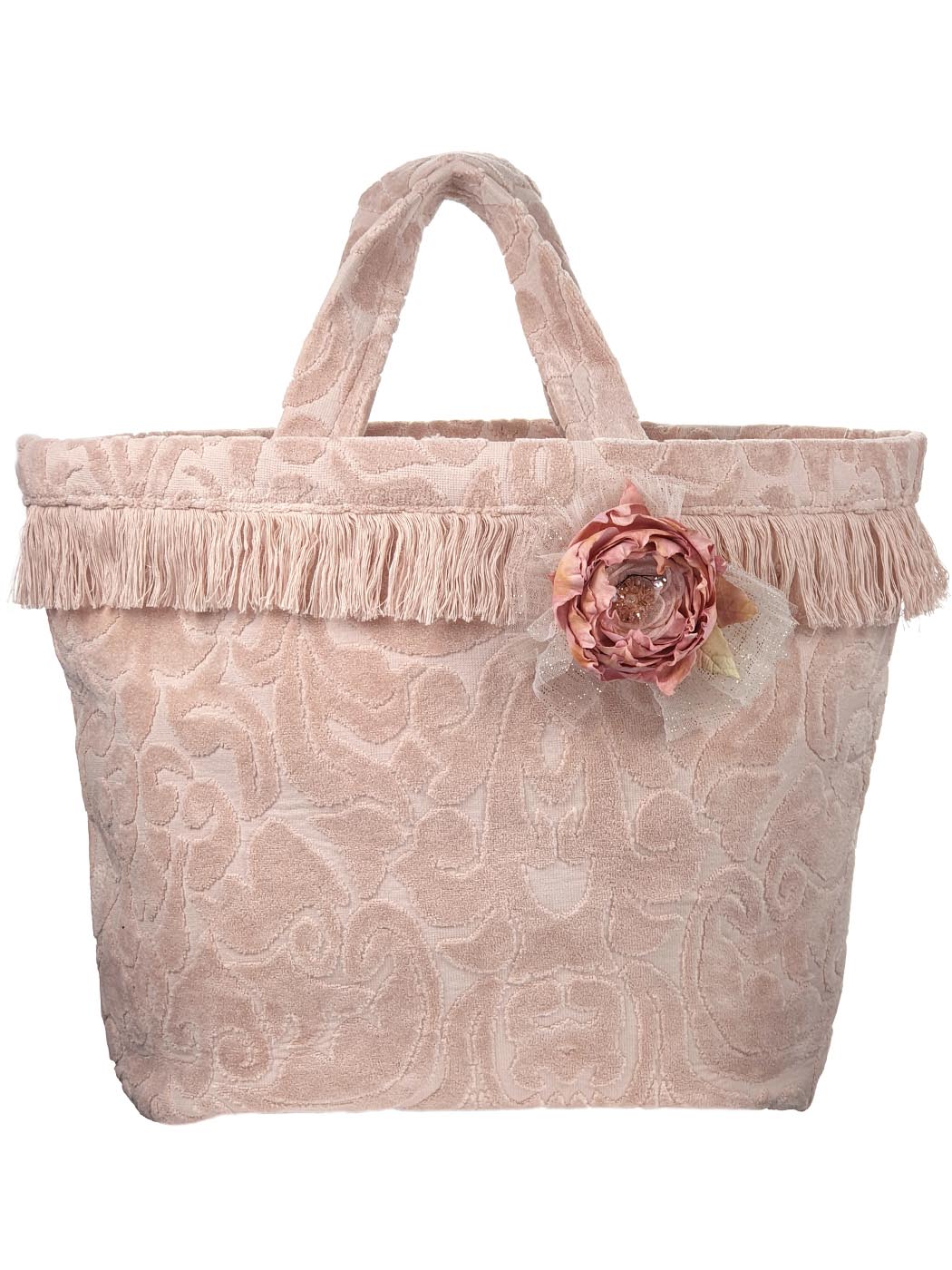 Baptism velour bag for girl - EVELINE pink