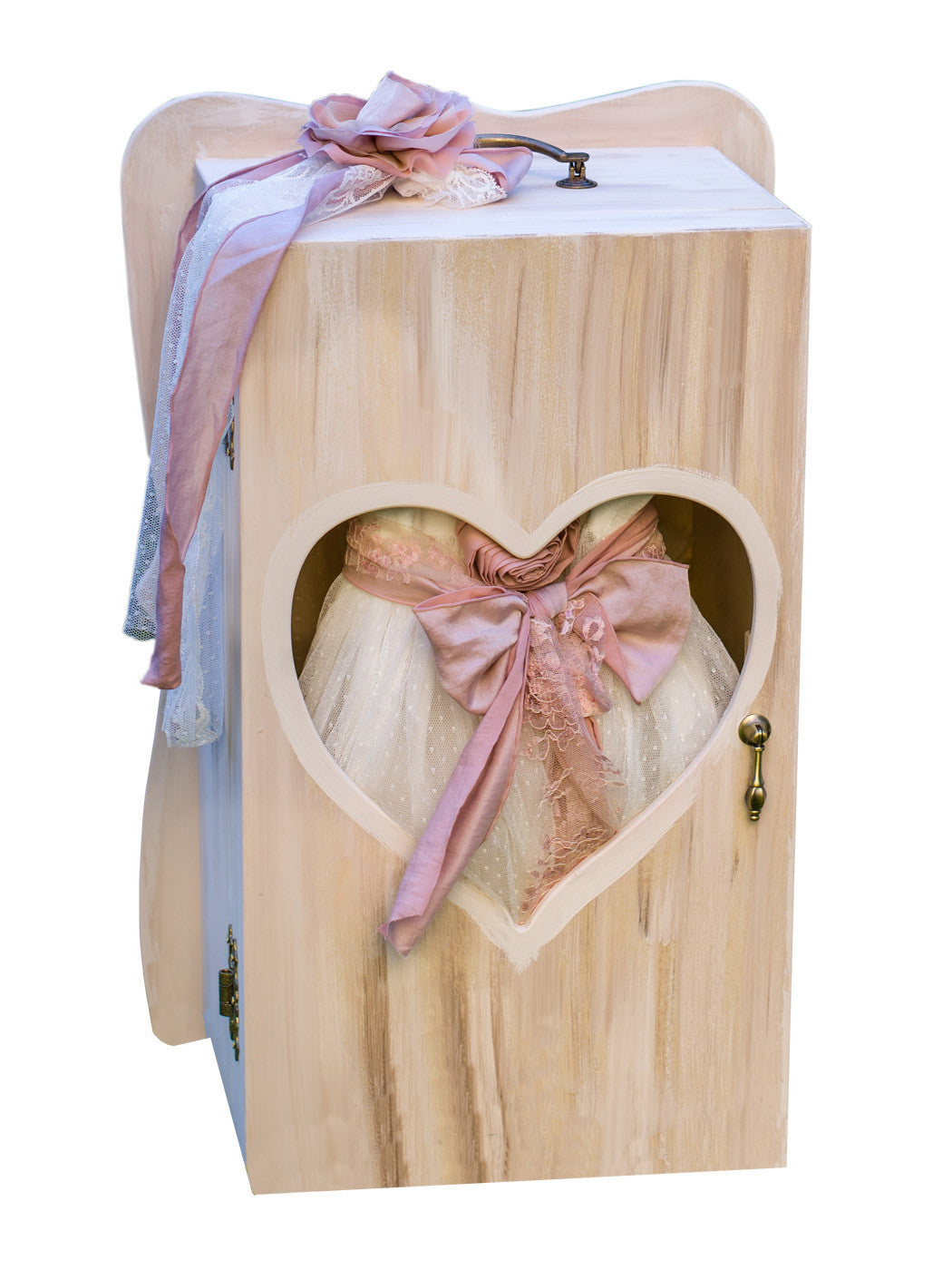 Baptism birch wood box for girl beige-RAFAELLA