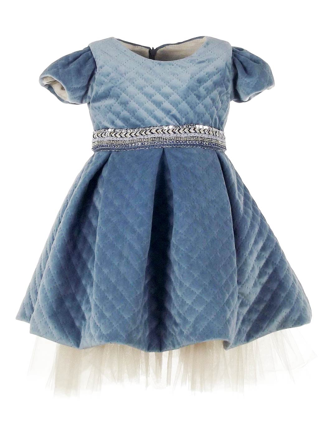REGALINA Blue Φόρεμα με καπιτονέ βελούδο