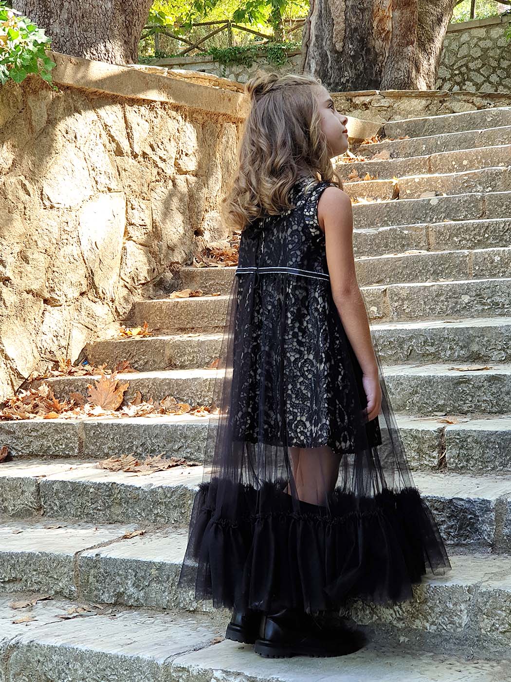 Girl's Lace Dress & Tunic 2pcs - REVECA Black