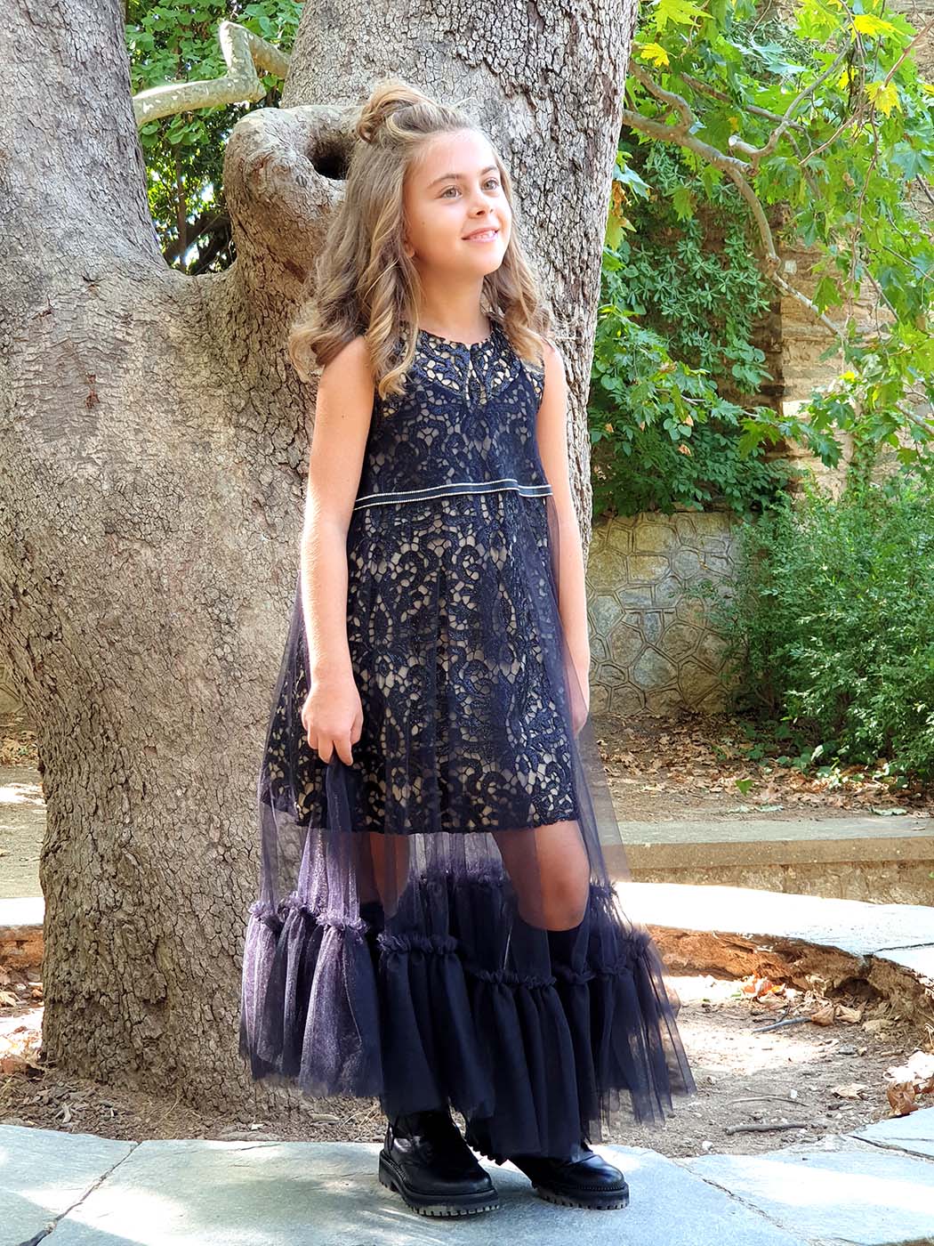 Girl's Lace Dress & Tunic 2pcs - REVECA Black