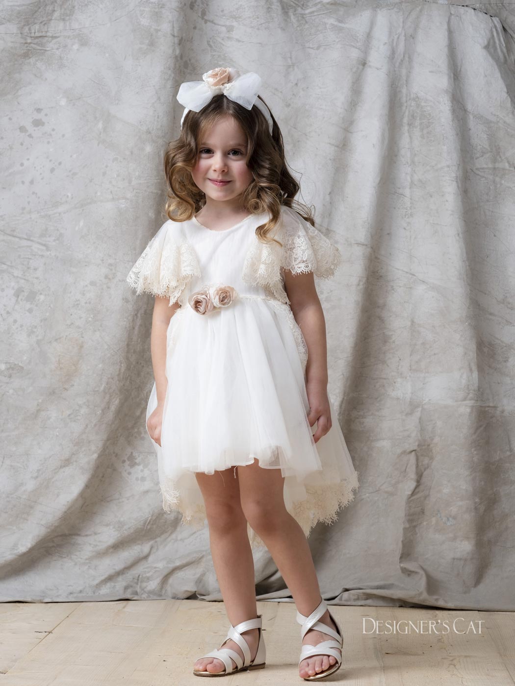 Girl's Dress with lace - SCARLET Ivory
