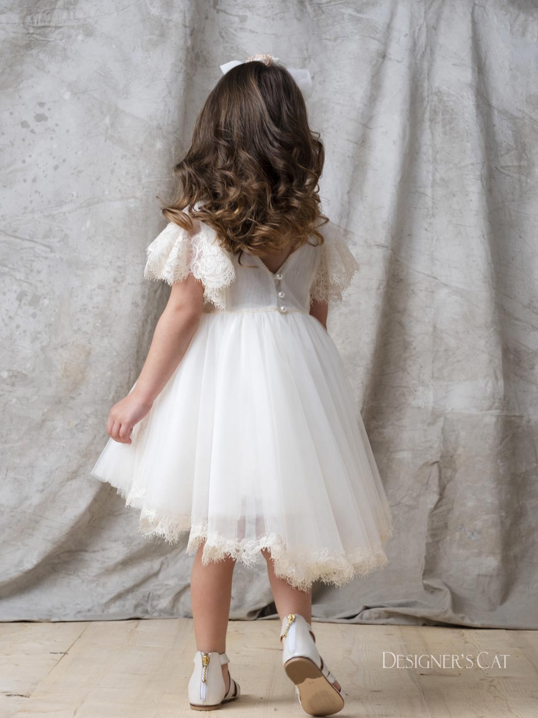 Girl's Dress with lace - SCARLET Ivory