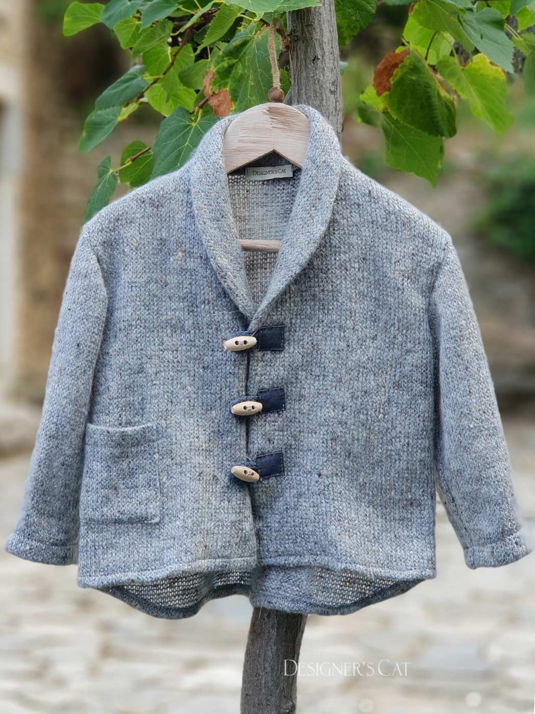 Boy's knitted wool jacket-cardigan - MATHIEU Grey