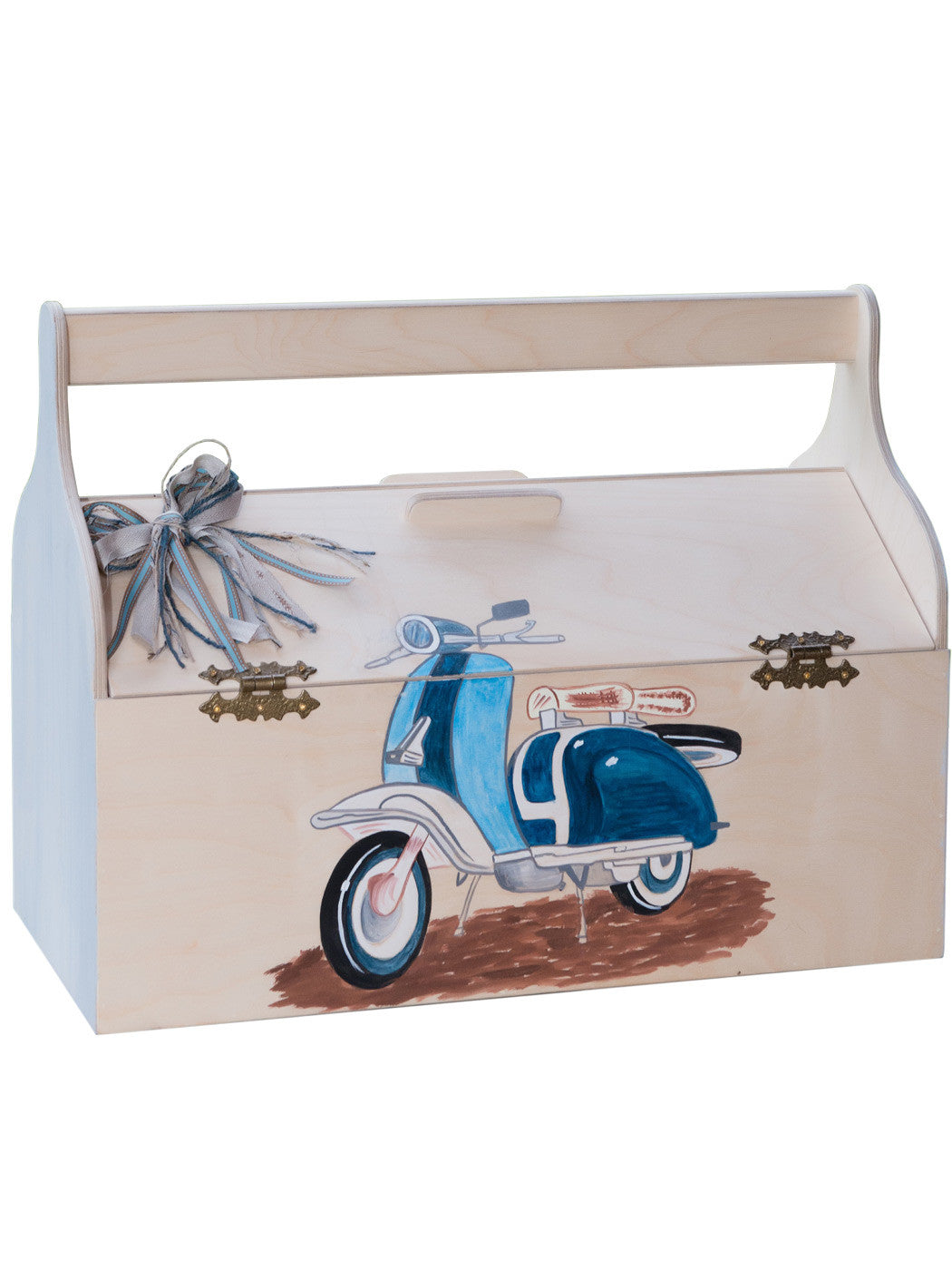 Baptism birch wood box for boy Blue-des.COOPER