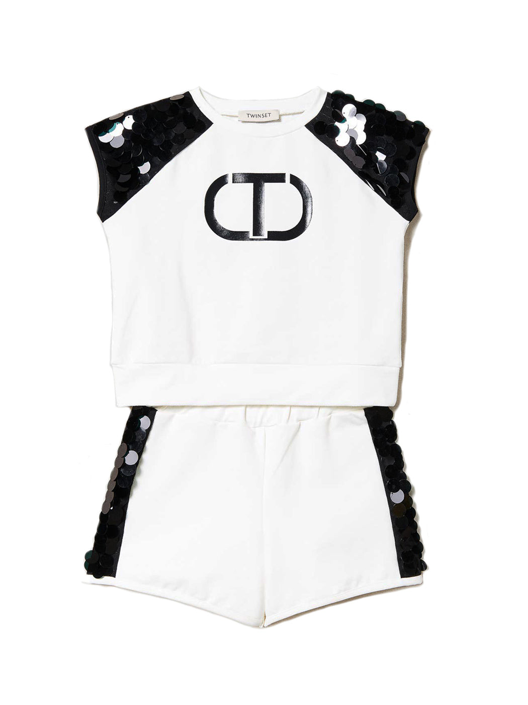TWINSET Girl's Set-Top & sequin shorts -231GJ2110 white