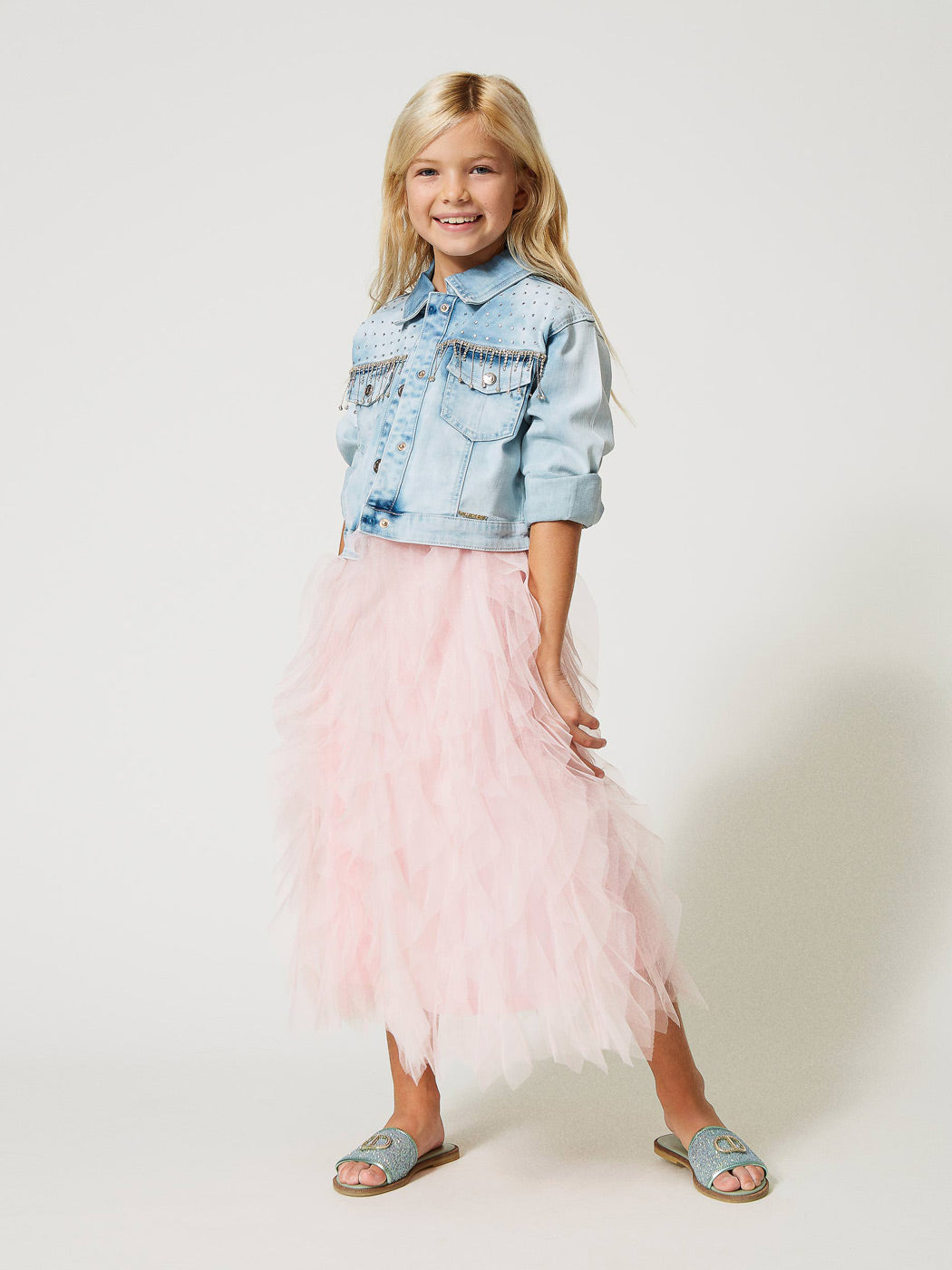 TWINSET Girl's Long skirt with tulle pink-231GJ2Q8B