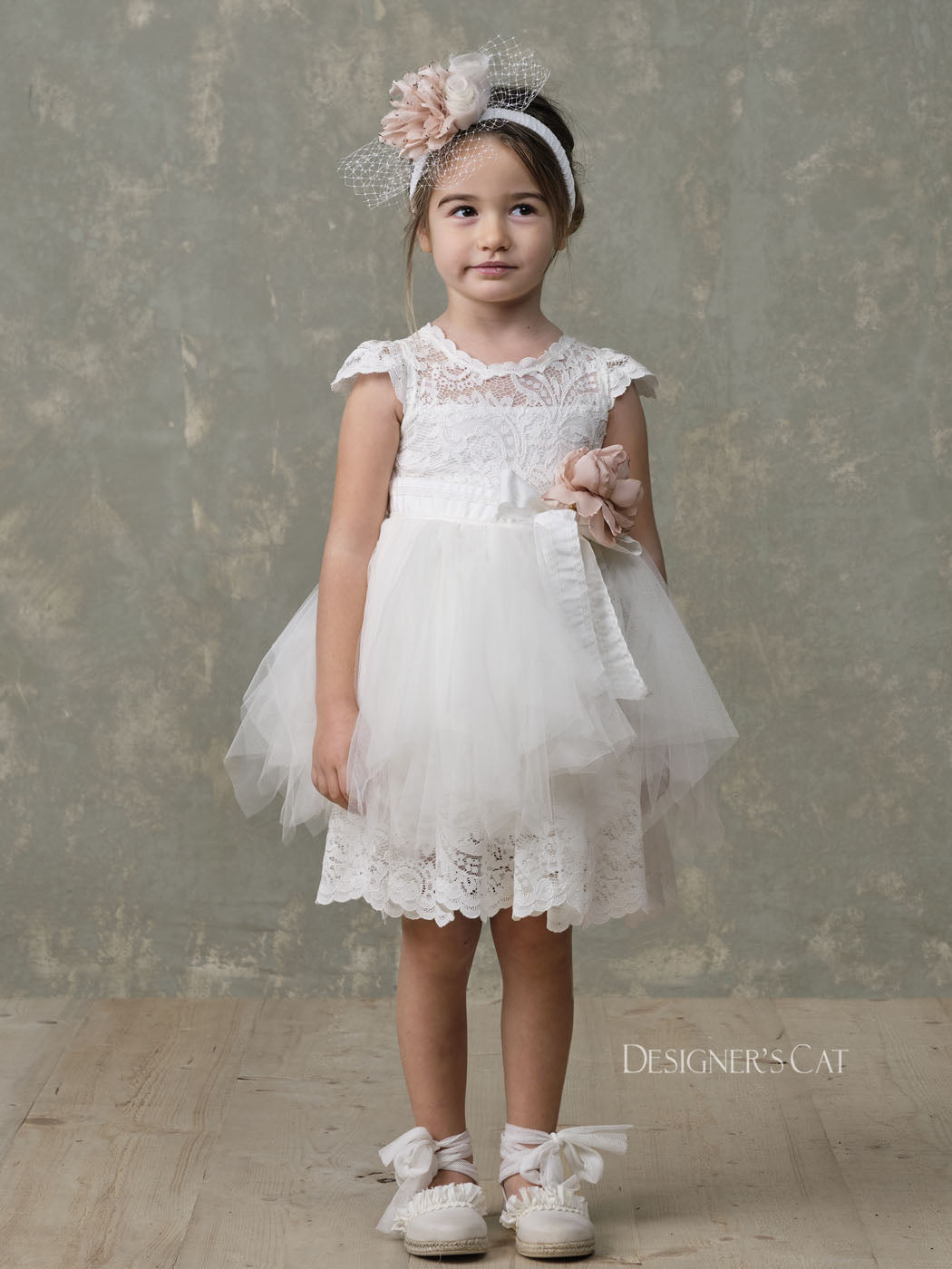 Baptism dress with Lace - VAGIA Ivory
