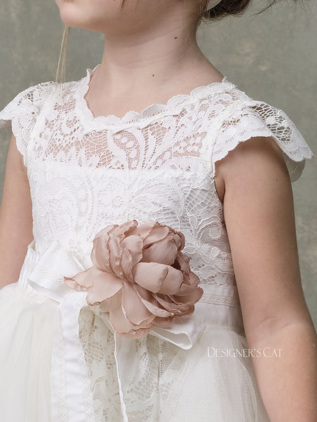 Baptism dress with Lace - VAGIA Ivory